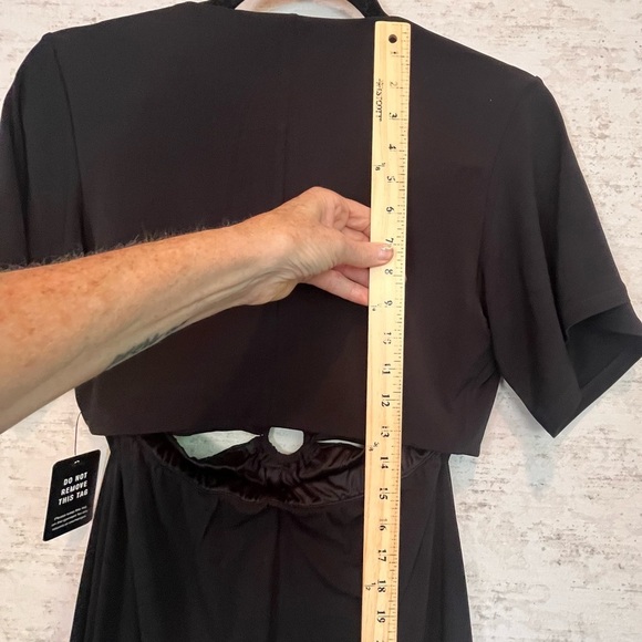 NWT Express Black 2-Piece Skirt Top Attached with O-ring Sz S Night Out V-Neck - Picture 14 of 16